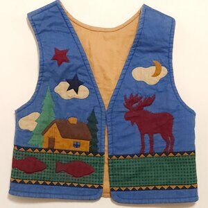 ADORABLE TODDLER QUILT VEST Outdoors Camping Canada 2T - 5 T Canoe Fish Moose